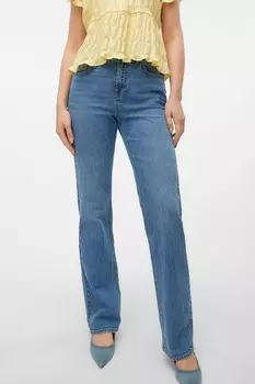 Джинсы с высокой талией и прямыми штанинами Vero Moda, синий