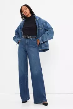 Джинсы с высокой талией и широкими штанинами Gap, синий