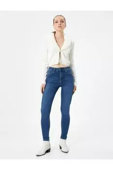 Джинсы с высокой талией Slim Leg Slim Cut - Carmen Jean Koton, темно-синий