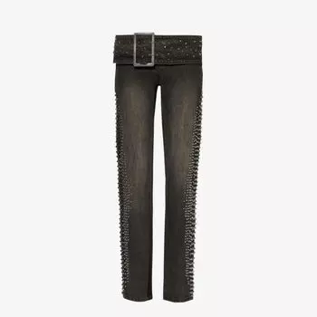 Джинсы с заклепками и заниженной талией Jaded London, черный