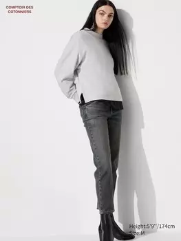 Джинсы с заниженной посадкой w's cdc Uniqlo, серый