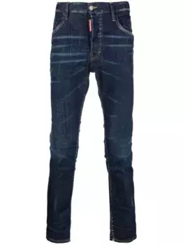 Джинсы с заниженной талией и принтом тай-дай DSQUARED2, синий