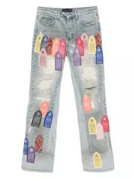 Джинсы с заплатками и арками Who Decides War, синий