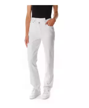 Джинсы с зауженной посадкой и завышенной талией перекрещенными крест накрест Agolde, белый