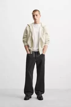 Джинсы с завязками свободного покроя ZARA, черный