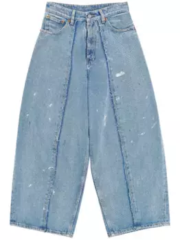 Джинсы с завышенной талией и эффектом потертости MM6 Maison Margiela, синий