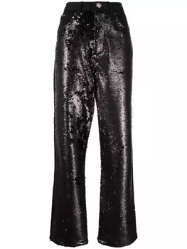 Джинсы с завышенной талией и пайетками Philipp Plein, черный
