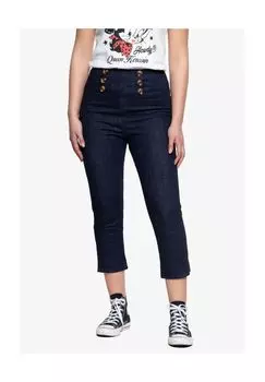 Джинсы с завышенной талией и прорезными манжетами на штанинах Queen Kerosin, темно-синий