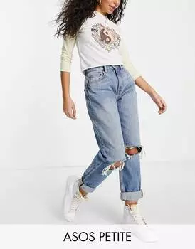 Джинсы с завышенной талией и прорезями ASOS DESIGN Petite