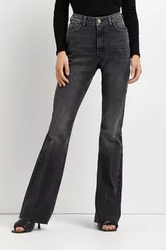 Джинсы с завышенной талией и расклешенными штанинами River Island, черный