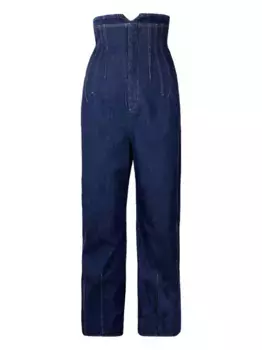 Джинсы с завышенной талией и швами SPORTMAX, синий