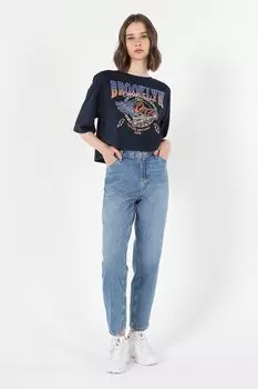 Джинсы с завышенной талией выше щиколотки Colin'S, синий