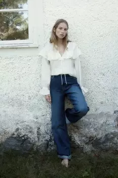 Джинсы с зажатыми складками H&M, синий