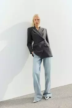 Джинсы с зажатыми складками H&M, синий