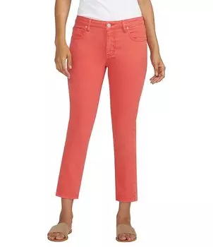 Джинсы с зазубринами Прямые укороченные джинсы Cassie из эластичного денима со средней посадкой Jag Jeans, красный