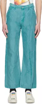 Джинсы с зеленым пигментным окрашиванием Doublet