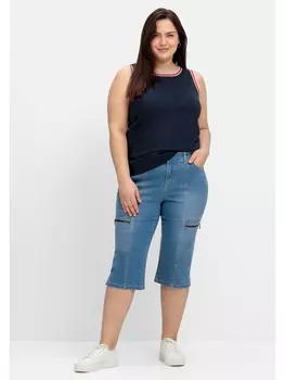 Джинсы sheego Schmale Capri, цвет blue bleached Denim