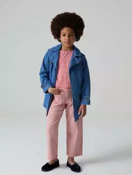 Джинсы широкие, цвет white/red