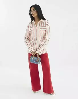 Джинсы широкие с карманами спереди, красного цвета River Island