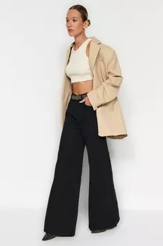 Джинсы широкие Trendyol с завышенной талией, черный