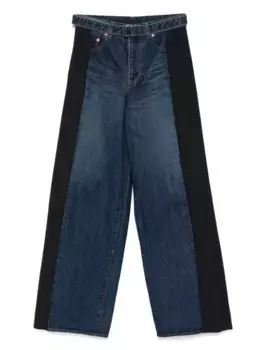 Джинсы широкого кроя с контрастными вставками SACAI, синий