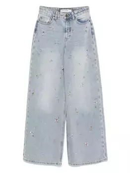 Джинсы широкого кроя с кристаллами Self-Portrait, синий