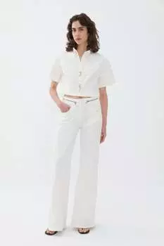 Джинсы широкого кроя с молнией на талии Nocturne, кремовый