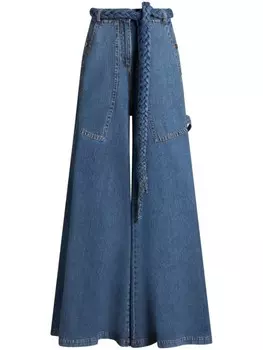 Джинсы широкого кроя с поясом ETRO, синий