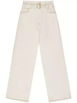 Джинсы широкого кроя с поясом GANNI, нейтральный