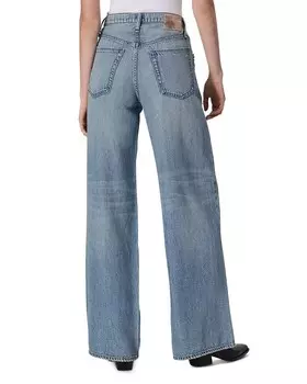 Джинсы широкого кроя с высокой посадкой и украшением Sofie в полулегком весе rag &bone в цвете Mali With Jewel rag & bone, синий