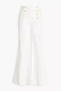 Джинсы широкого кроя с высокой посадкой и вышивкой ZIMMERMANN, слоновая кость