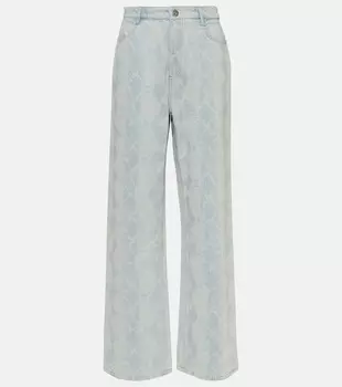 Джинсы широкого кроя со змеиным тиснением Dion Lee, синий