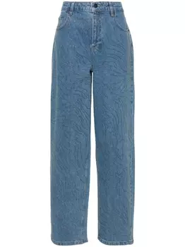 Джинсы широкого кроя, украшенные стразами ROTATE BIRGER CHRISTENSEN, синий