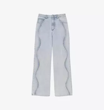 Джинсы широкого кроя, украшенные стразами Sandro, синий