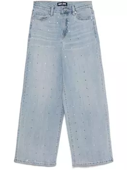 Джинсы широкого кроя, украшенные заклепками DKNY, синий