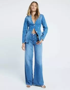 Джинсы широкого кроя в полувыцветшем синем цвете River Island