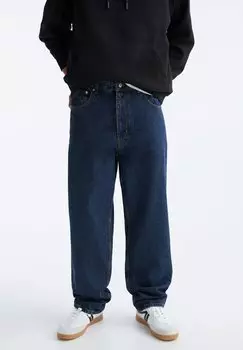 Джинсы-сигареты Baggy Fit PULL&BEAR, цвет dark blue denim
