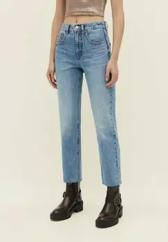 Джинсы-сигареты Cropped Stradivarius, цвет light-blue denim