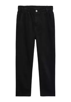 Джинсы-сигареты Paperbag Mango, цвет black denim