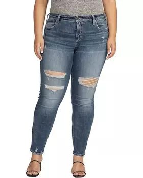 Джинсы Silver Jeans Co. Plus Size Boyfriend Mid-Rise Slim Leg W27170EPX383, цвет Indigo