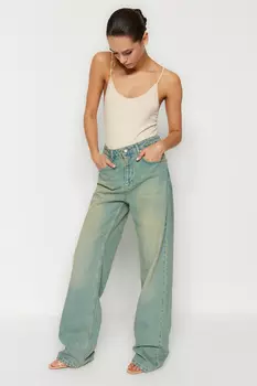 Джинсы - Синие - Широкие штанины Trendyol, синий