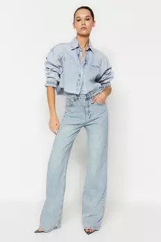 Джинсы - Синие - Широкие штанины Trendyol, синий