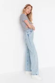 Джинсы - Синие - Широкие штанины Trendyol, синий