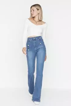 Джинсы - Синий - Bootcut Trendyol, синий