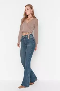 Джинсы - Синий - Bootcut Trendyol, синий