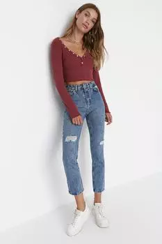 Джинсы - Синий - Bootcut Trendyol, синий