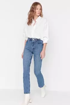 Джинсы - Синий - Bootcut Trendyol, синий