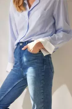 Джинсы - Синий - Bootcut Trendyol, синий