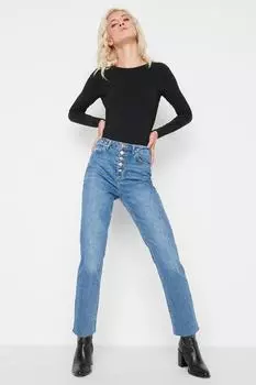 Джинсы - Синий - Bootcut Trendyol, синий