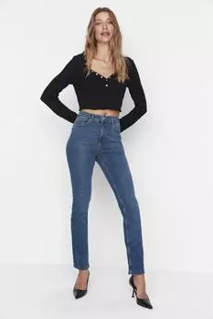 Джинсы - Синий - Bootcut Trendyol, синий